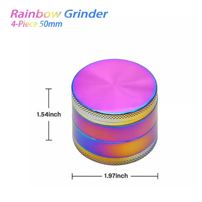 Colorful Waxmaid 4-piece Rainbow Dry Herb Grinder with iridescent finish and aluminum design