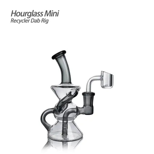Glass Hourglass Mini Recycler Dab Rig with curved neck design and premium filtration