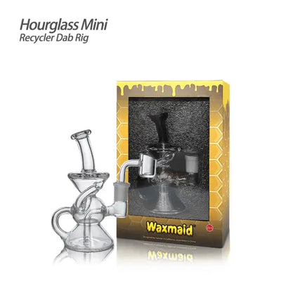 Hourglass Mini Recycler Dab Rig with Premium Filtration in sleek glass design