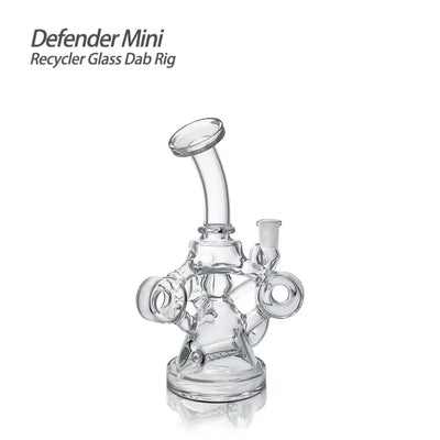 Defender Mini Glass Dab Rig features multiple chambers and a curved mouthpiece for smooth hits