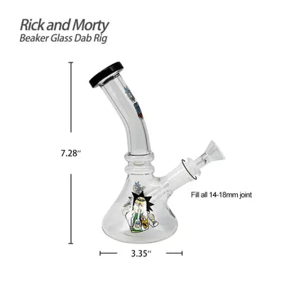 Rick and Morty beaker glass dab rig with diffused removable downstem