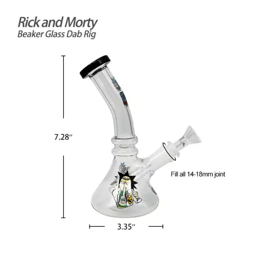 Rick and Morty beaker glass dab rig with diffused removable downstem