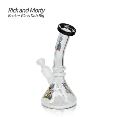 Rick and Morty beaker glass dab rig with diffused removable downstem
