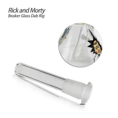 Rick and Morty beaker glass dab rig with diffused removable downstem