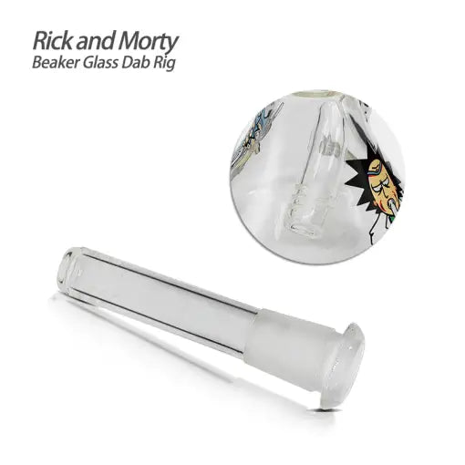 Rick and Morty beaker glass dab rig with diffused removable downstem