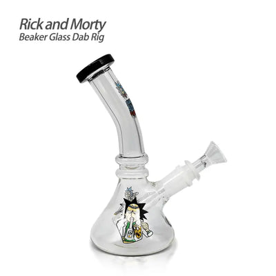 Rick and Morty beaker glass dab rig with diffused removable downstem