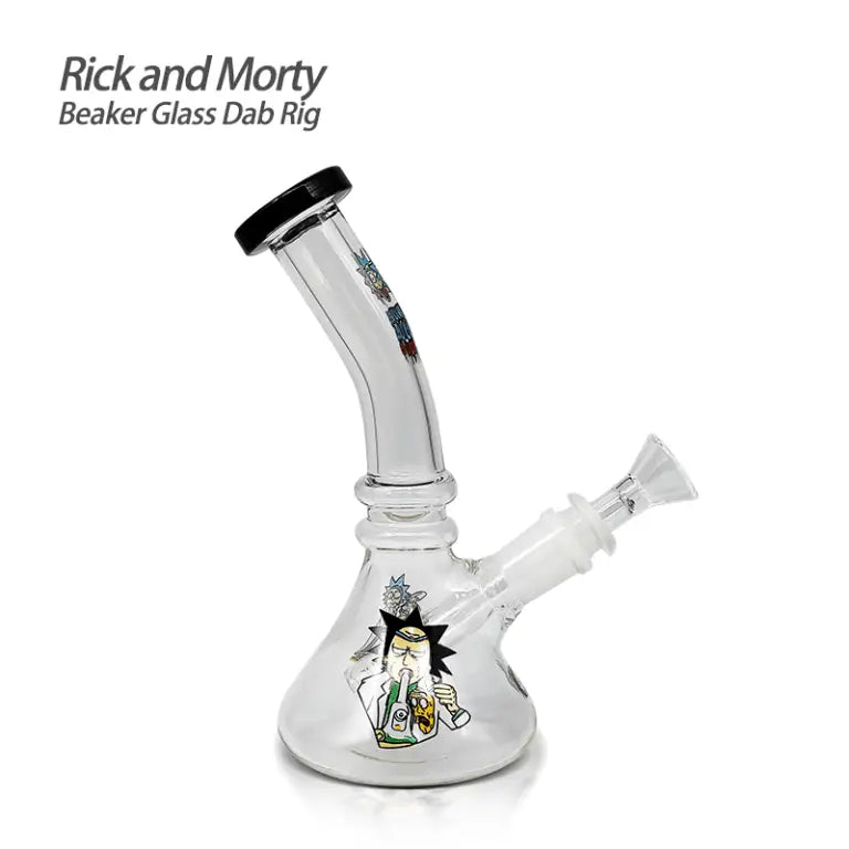 Rick and Morty beaker glass dab rig with diffused removable downstem