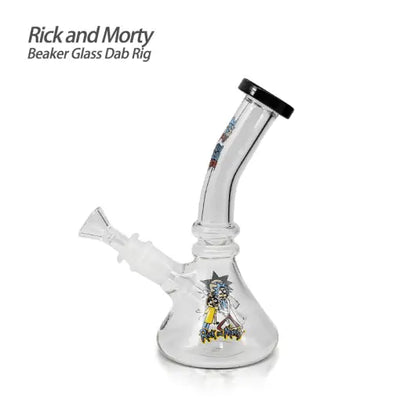 Rick and Morty beaker glass dab rig with diffused removable downstem