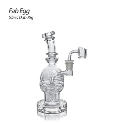 Clear Fab Egg glass dab rig with quartz banger and Swiss matrix percolator