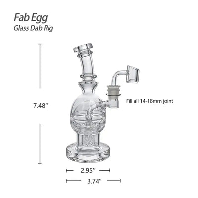 Fab Egg Glass Dab Rig with Clear Skull Design and Quartz Banger