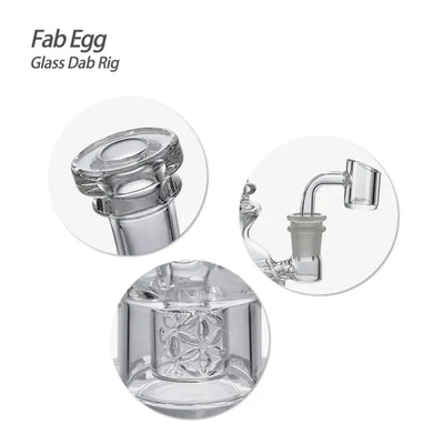Fab Egg Glass Dab Rig with Floral Etched Base and Quartz Banger
