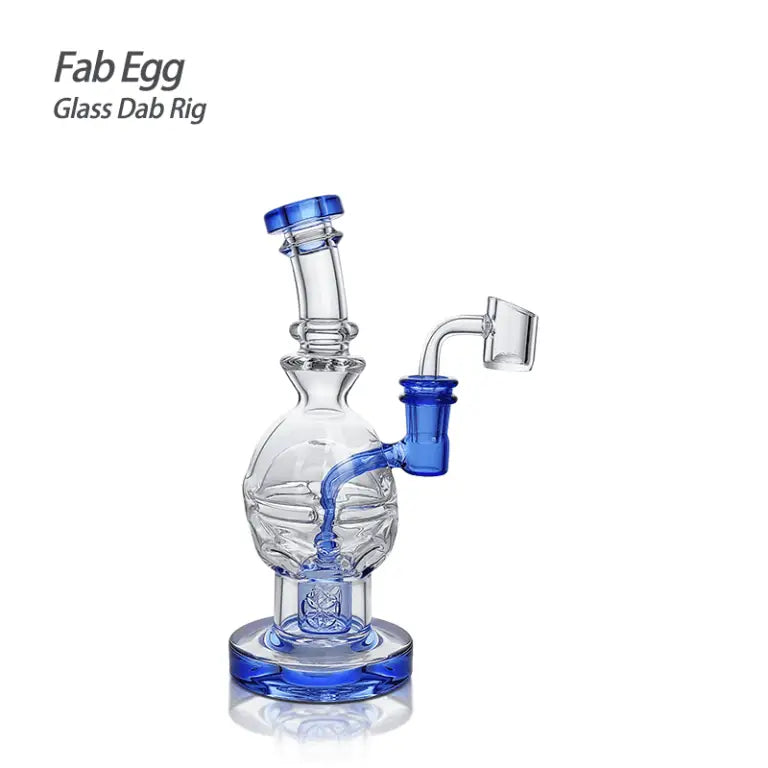 Fab Egg Glass Dab Rig with Quartz Banger and Blue Accents