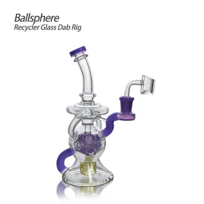 Ballsphere recycler glass dab rig with purple accents