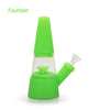 Bright green Waxmaid Fountain Silicone Glass Water Pipe with conical top and side stem