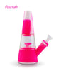 Conical pink and clear Waxmaid Fountain water pipe with fountain feature for smooth hits