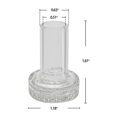 Clear glass cylindrical container with decorative base for Waxmaid Ares Honeycomb Percolator