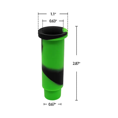 Green and black Waxmaid Ares mouthpiece silicone pipe with measurements