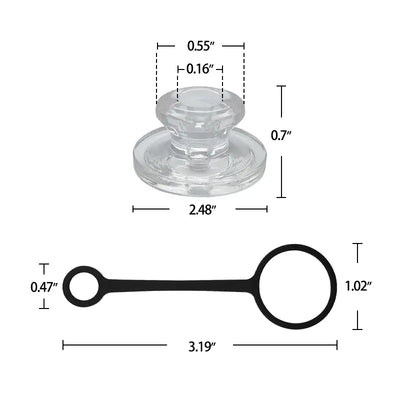 Technical diagram of Durable Borosilicate Glass Carb Cap for dab rig dimensions