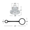 Technical diagram of Durable Borosilicate Glass Carb Cap for dab rig dimensions