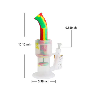 Colorful silicone Waxmaid Crystor Double Percolator Water Pipe with ice catcher
