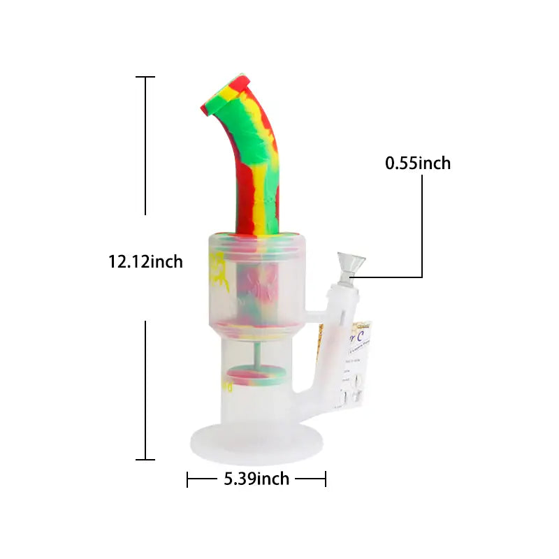 Colorful silicone Waxmaid Crystor Double Percolator Water Pipe with ice catcher