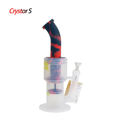 Silicone and glass Waxmaid Crystor Double Percolator Water Pipe with Ice Catcher