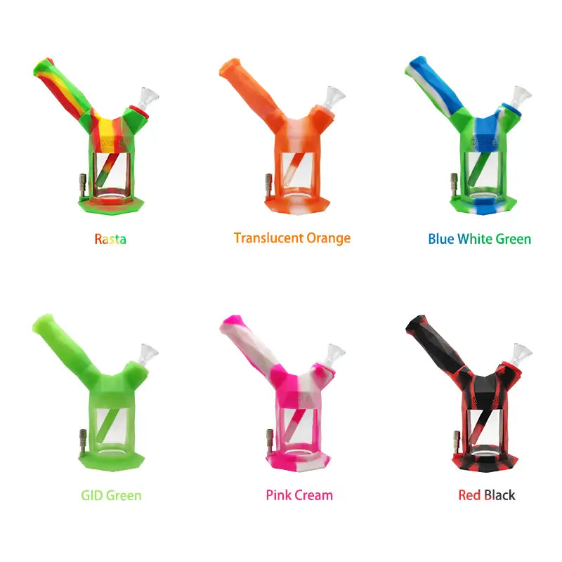 Colorful Waxmaid Gemini 2-in-1 Water Pipe and Nectar Collector with silicone sleeve