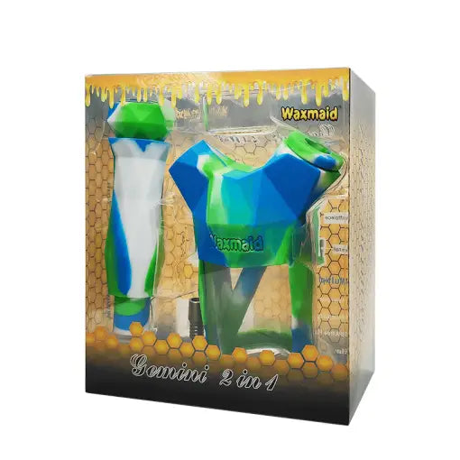 Waxmaid Gemini 2-in-1 nectar collector kit with blue and green accents