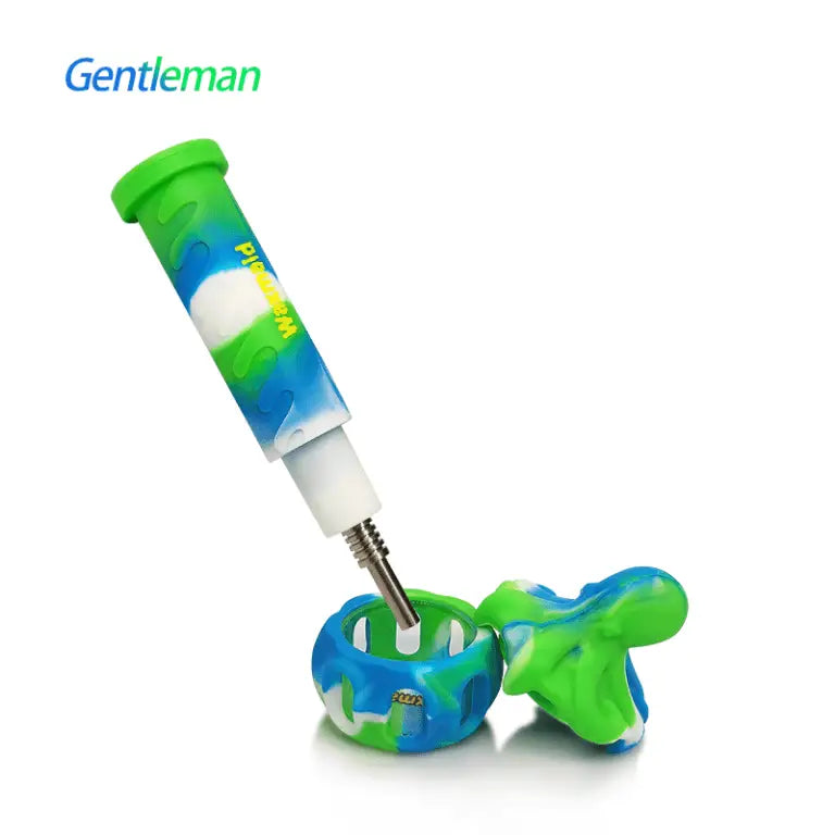 Colorful silicone Waxmaid Gentleman handpipe and nectar collector for dabbing wax