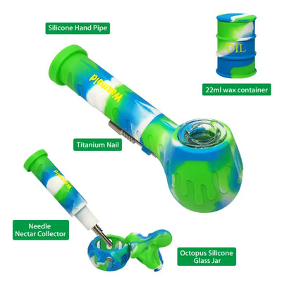 Colorful Waxmaid Gentleman 2 in 1 Handpipe & Nectar Collector for dabbing wax