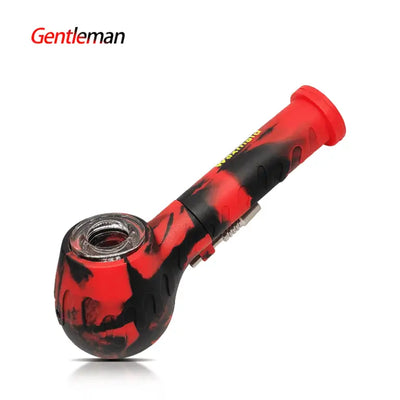 Red and black Waxmaid Gentleman handpipe & nectar collector for dabbing wax