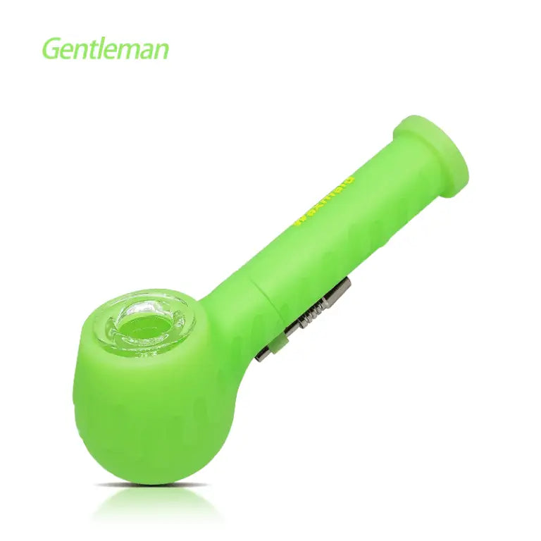Bright green Waxmaid Gentleman silicone smoking pipe with rounded bowl for dabbing wax