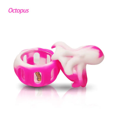 Pink and white swirled Waxmaid Octopus Silicone Concentrate Container for octopus silicone concentrate