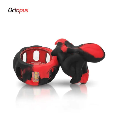 Red and black Waxmaid Octopus Silicone Concentrate Container for wax and concentrates