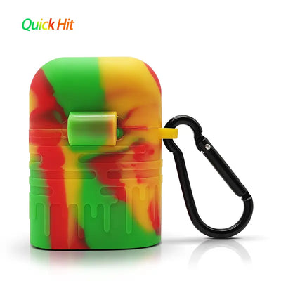 Colorful silicone container with carabiner from Waxmaid Silicone Dugout on Waxmaid official website