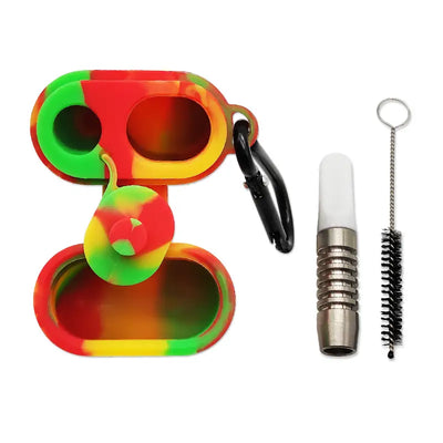 Multi-colored silicone vape holder with cleaning tools from Waxmaid Official Website