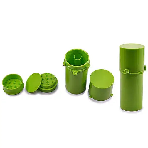 White Rhino premium herb grinder green plastic cylindrical with lid