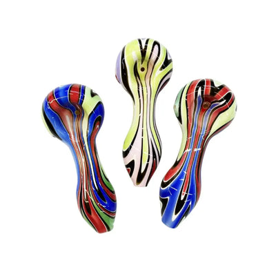 Colorful wig wag hand pipe with swirl patterns, perfect for smoke enthusiasts