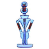 8.6wigwag Recycler Dab Rig: Stylized Blue Glass, Red Accents, Human Figure Shape