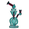 Ornate teal and pink wigwag water pipe - 8.6wigwag Recycler Dab Rig for smooth smoking