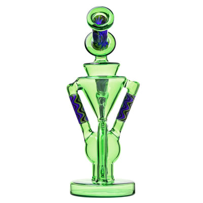 Green and blue humanoid 8.6wigwag recycler dab rig for a smooth smoking experience