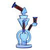 Ornate 8.6wigwag Recycler Dab Rig with blue-tinted glass and colorful swirled patterns