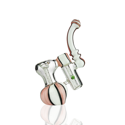 Pink & White Stripe Dual Chamber Bubbler