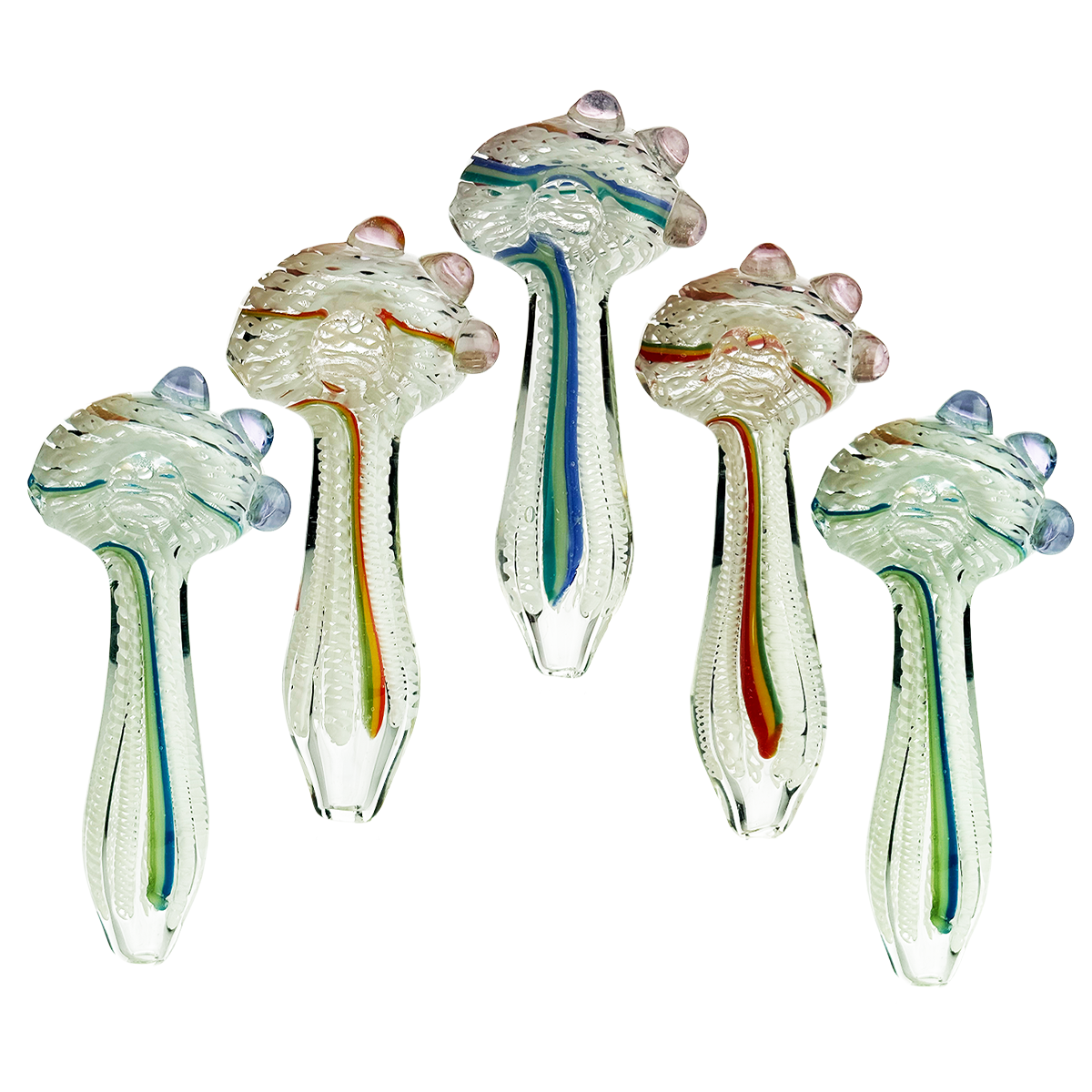 Elegant White Swirl Glass Hand Pipe