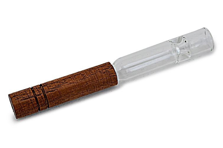 Artisan Glass Chillum Bat with Wood Accent