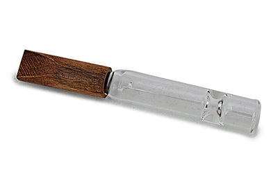Artisan Glass Chillum Bat with Wood Accent