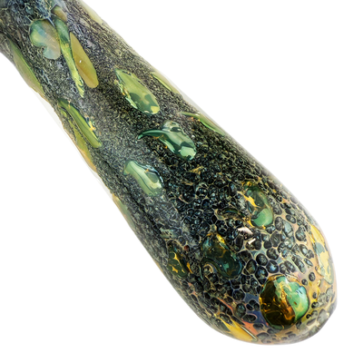 Gold Fume Glass Hand Pipe with Black Frit Accent