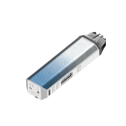 XVAPE Aria+ Vaporizer in Frostwave: White silver pod with blue glass tank