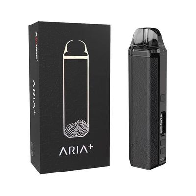 XVAPE Aria+ Vaporizer in Gothic Black with clear tank and metallic accents