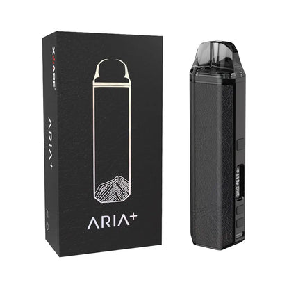 XVAPE Aria+ Vaporizer in Gothic Black with clear tank and metallic accents